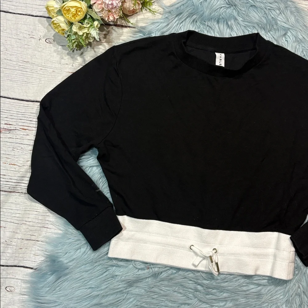 Varley Arden Black White Drawstring Sweatshirt